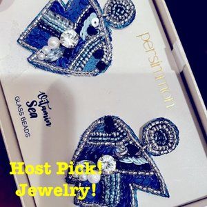 Vitamin Sea Blue Fish Glass Beaded Designer Earrings (perisimmon/new) HOST PICk!